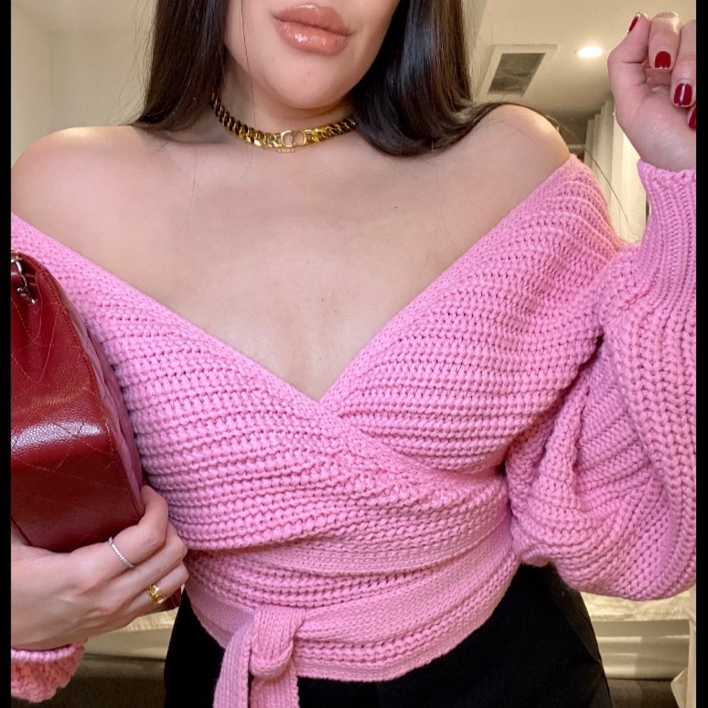 Zara Pink Wrap Sweater